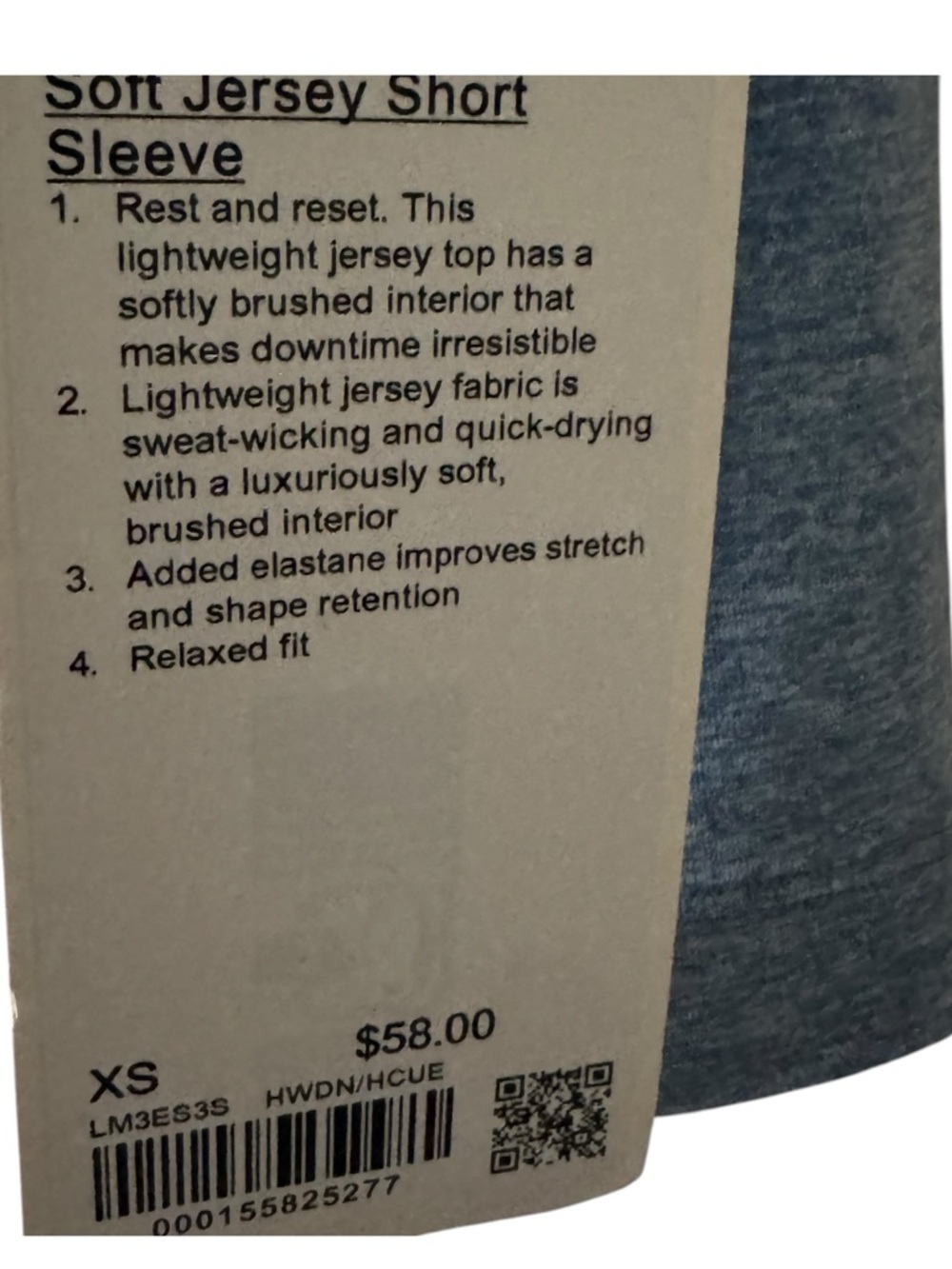 NWT Lululemon Soft Jersey Short Sleeve Shirt - Wind Down Blue - XS - Picture 4 of 5